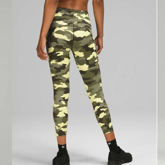 Lululemon Leggings Fast and Free High Rise Crop 23" Camo - Picture 2 of 12